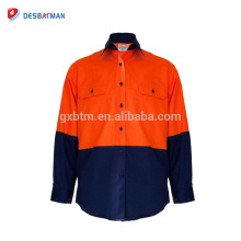 Nova Camisa de Algodão Dos Homens Hi Vis Viz Segurança Fechada Trabalho Frontal Camisa Polo T com Bolsos